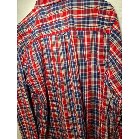 Saddlebred Red & Blue Plaid Button-Down Shirt Classic Fit XL Long Sleeve - Picture 6 of 9
